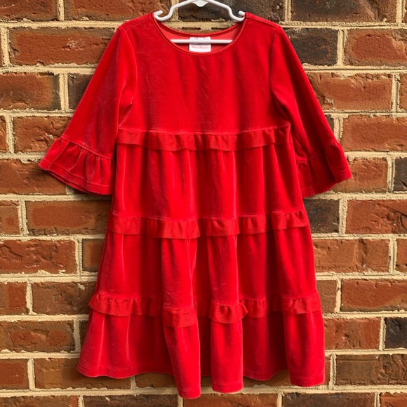 Hanna Andersson Other - Hanna Andersson velour red bell sleeve dress 120